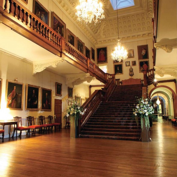 Althorp - chandeliers in a vaulted hall